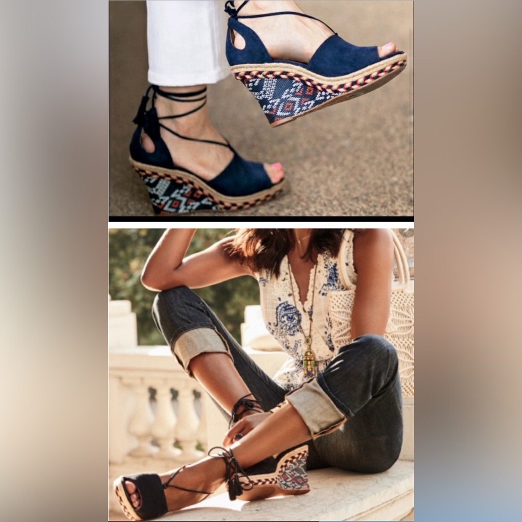Cabi Navy Blue Suede Island Espadrille Brand New